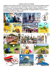 English Worksheet: Various types of tourism