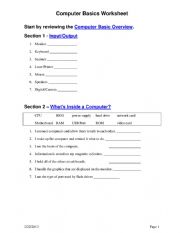 English Worksheet: Computer
