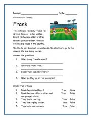 English Worksheet: Comprehension Reading