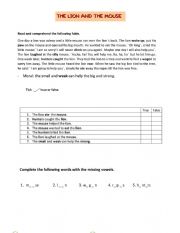English Worksheet: Tha Lion and the Mouse
