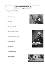 English Worksheet: Racial segregation & the Civil Rights Movement in the US