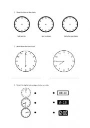 English Worksheet: telling the time exercises