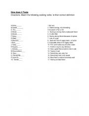 English Worksheet: How does It taste word match