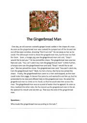 English Worksheet: The Gingerbread Man