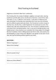 English Worksheet: First Footing in Scotland