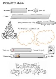 English Worksheet: Christmas letter to Santa