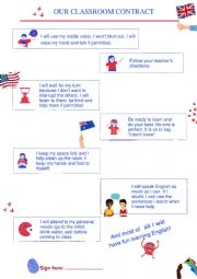 English Worksheet: Classroom contract