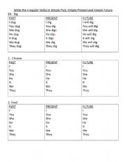 English Worksheet: Irregular Verbs and Sentences 3