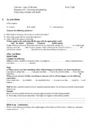 English Worksheet: unit one: signs of the time       expressing cetrtainty and doubt 