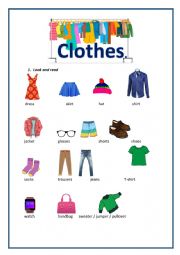 English Worksheet: Cambridge Young Learners Clothes Vocabulary Pre A1