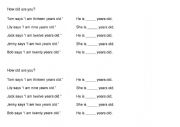 English Worksheet: numbers, how old are you?