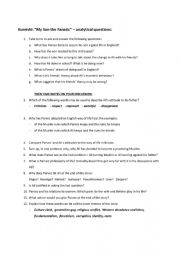 English Worksheet: Analytical Questions  Kureishi�s short story 