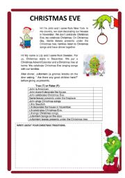 English Worksheet: CHRISTMAS READING AND WRITING