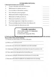 English Worksheet: Future simple with will