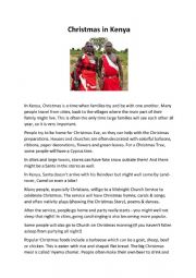 English Worksheet: Christmas in Kenya