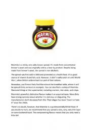 English Worksheet: What is Marmite?
