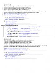 English Worksheet: can  ,be able to 