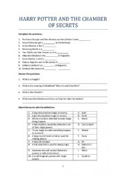 English Worksheet: Harry Potter and the chamber of secrets worksheet