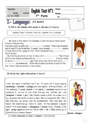 English Worksheet: 7th mid term 1