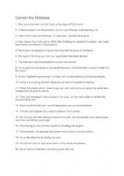 English Worksheet: Correct the Mistakes 