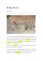 English Worksheet: Reading exercise with Aesop�s Fable Belling a Cat