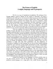 English Worksheet: The Future of English