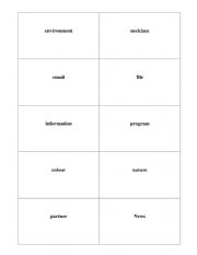 English Worksheet: Count and Non-Count Cards