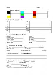 English Worksheet: Initial assessment 1st year ESO