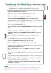 Vocabulary about Schedules and Timetables