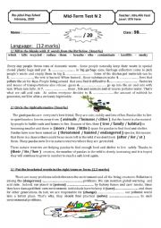 English Worksheet:  9TH FORM END OF FIRSTTERM TEST 