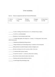 English Worksheet: crime vocabulary