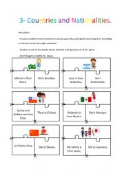 Countries and Nationalities Puzzle