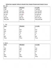 English Worksheet: Irregular Verbs and Sentences 5