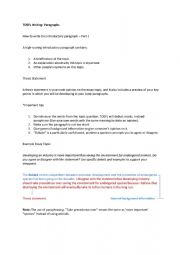 English Worksheet: TOEFL Paragraph writing