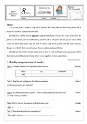 English Worksheet: End of term I test 8th form