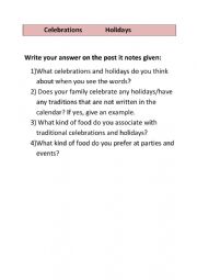 English Worksheet: Holidays and traditions