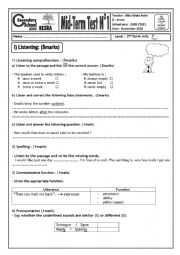 Mid-term test 1 2nd form 