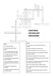 English Worksheet: Christmas crossword