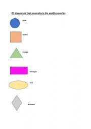 English Worksheet: 2D & 3D shapes around us