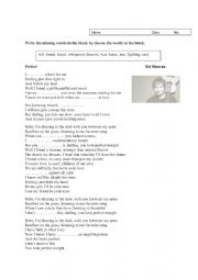 English Worksheet: perfect song