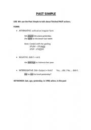 English Worksheet: Past Simple Grammar Explanation