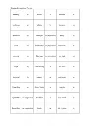 English Worksheet: Domino Prepositions of Time