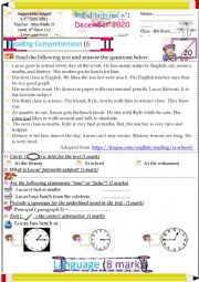 English Worksheet: 8th form end of term test