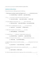 English Worksheet: past habits(used to/get used to/ be used to)