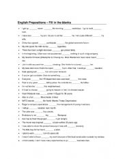 Prepositions Worksheet 