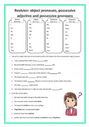 Revision: subject/object pronouns and possessive adjectives/pronouns