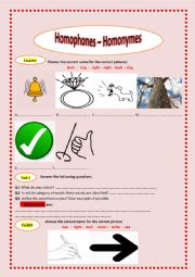 English Worksheet: HOMONYMS AND HOMOPHONES