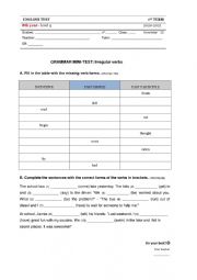 Irregular verbs worksheet