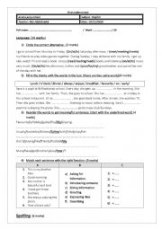 English Worksheet: End of first term test 7th form