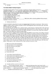 English Worksheet: Sports test with key